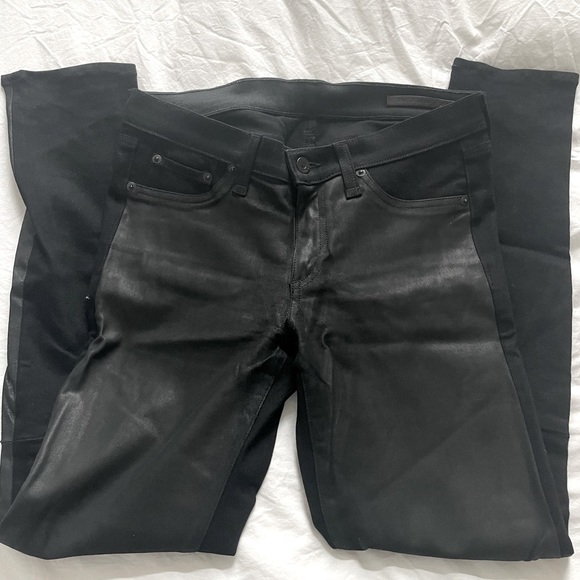 Rag & Bone mid-rise lamb leather front panel jeans - sz 29 - Picture 2 of 4